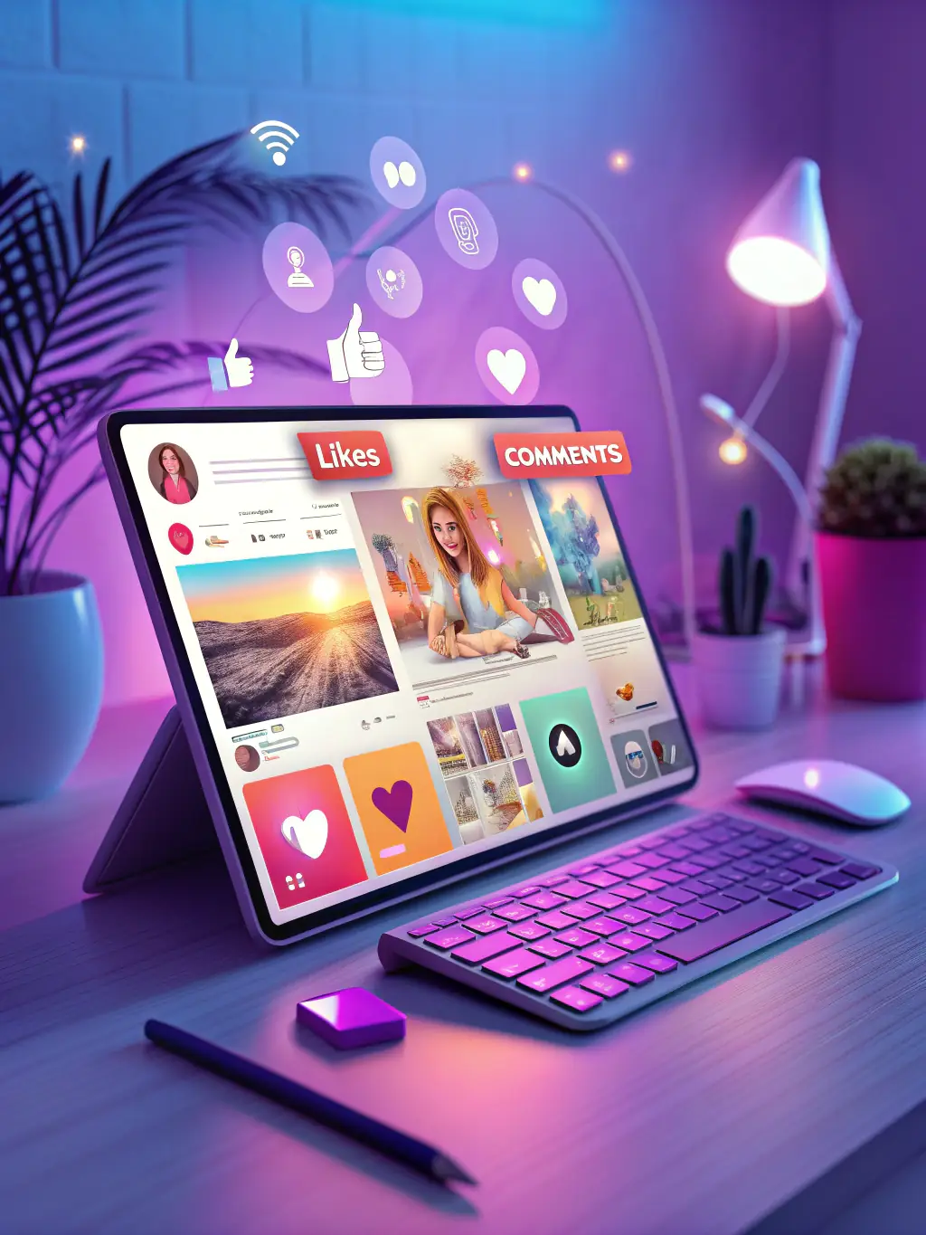 A vibrant social media feed showcasing engaging content and high levels of audience interaction, representing successful social media marketing.